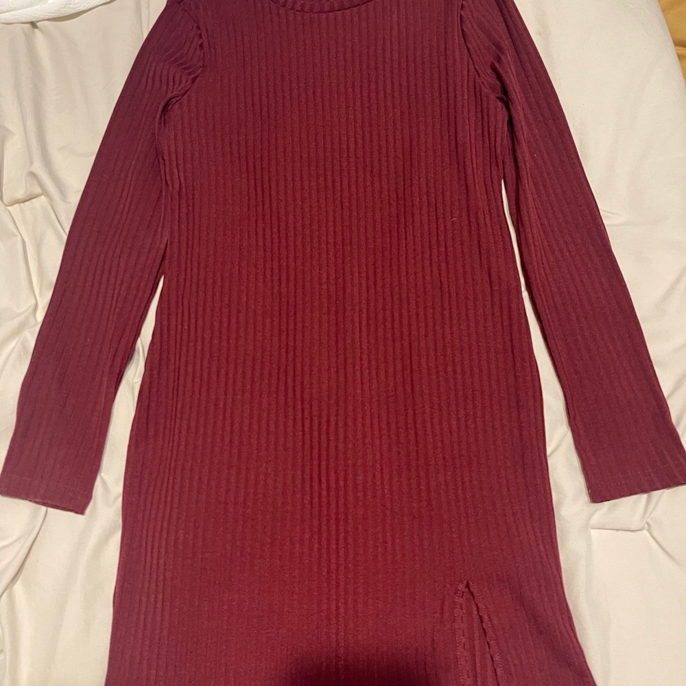 SHEIN Burgundy Long Sleeve Dress- NWOT